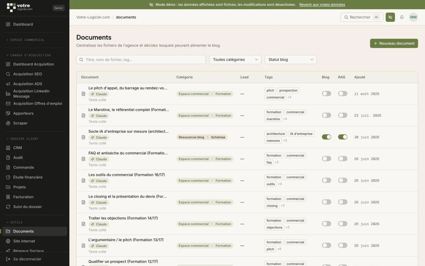 Bibliothèque de documents de l'agence